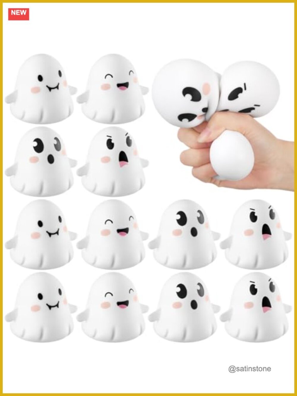 12 Halloween Ghost Fidget Balls Squeeze Party Favors Stress Relief Toys